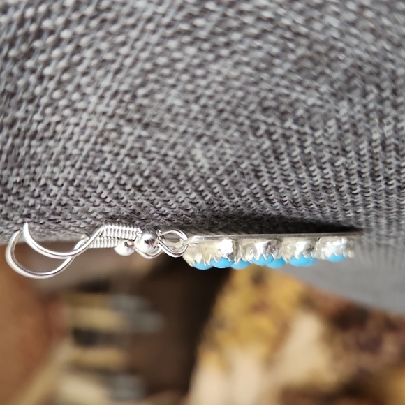 Pretty NWOT Native American Navajo Turquoise Dangle Bar Earrings 🩵🎁 - Picture 7 of 12